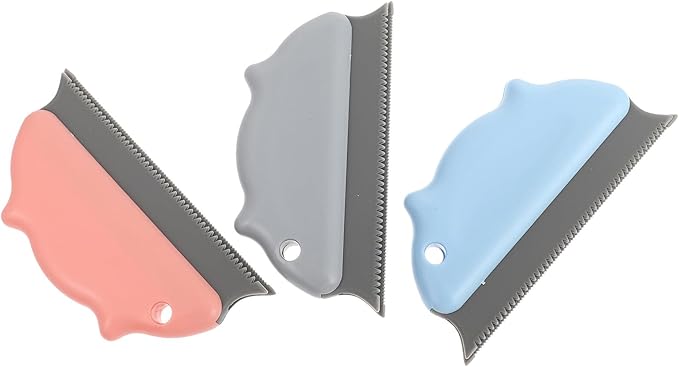 Uonlytech 3pcs Pet Hair Removal Brush Set Dog Comb and Cat Hair Remover, Soft Bristles for Shedding Control, Portable Grooming Tool for Dogs and Cats, Blue Pink Gray