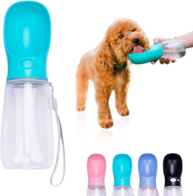 Portable Dog Water Bottle with Bowl – Leak Proof, Lightweight Travel Water Bottle for Dogs. (Pink, 350 ml)