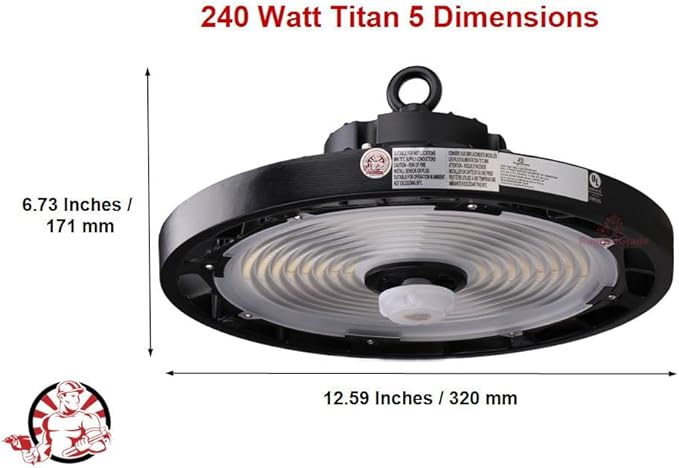 RuggedGrade 240W - Titan V Series LED High Bay UFO Light with Motion Sensor - 35,300 Lumens - 5000K Bright White - Wattage Selectable - 150W/120W/100W - Outdoor LED Light - DLC 5.1 Premium