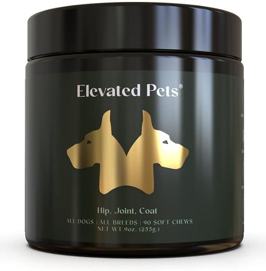 Ultra-Healthy Omega 3 Fish Oil Treats w/ MSM, Glucosamine, Chondroitin, EPA/DHA for Dogs: Elevated Pets Fish Oil, Turmeric & Joint Supplement + Allergy Chews - Ultimate Dog Vitamin Supplement
