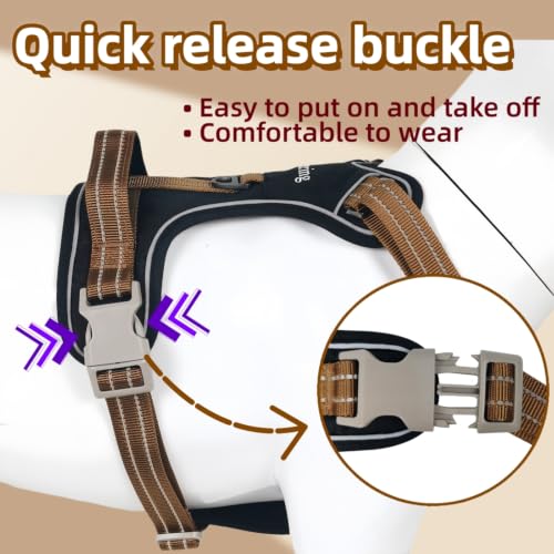 No Pull Reflective Dog Harness, 2 D-Rings Escape Proof Dog Vest - Image 4