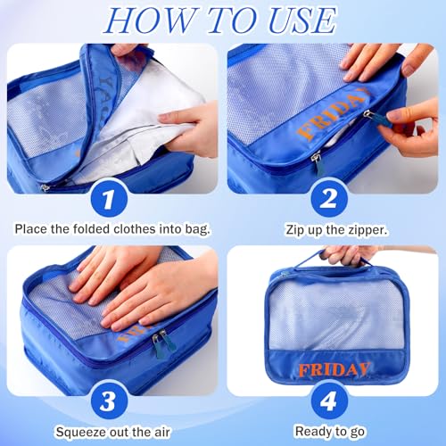 15 Pcs Day of Week Packing Cubes Travel Kids, 9x7x3inch, Blue - Image 7