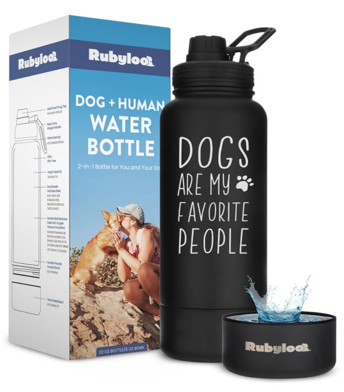 Rubyloo The Original Doggy Bag (Navy) & 32oz Insulated Water Bottle with Attached 8oz Bowl (Dogs are My Favorite People) – Dog Travel Bag & Hydration Set - Image 6