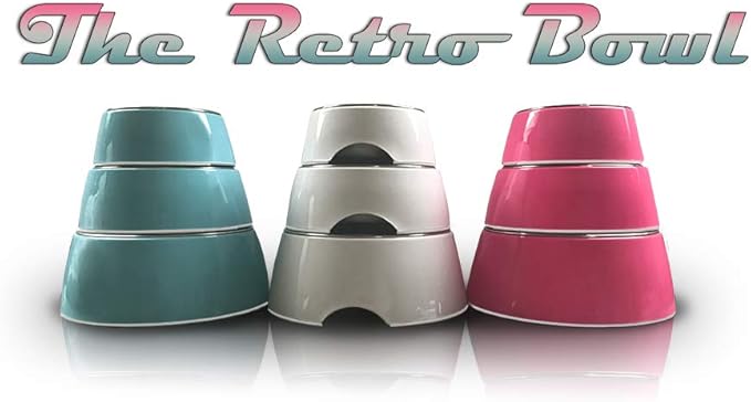 Loving Pets - Retro Bowl Dog Food Water Bowl No Tip Stainless Steel Elevated Pet Bowl No Skid Spill Proof (Small, Blue)