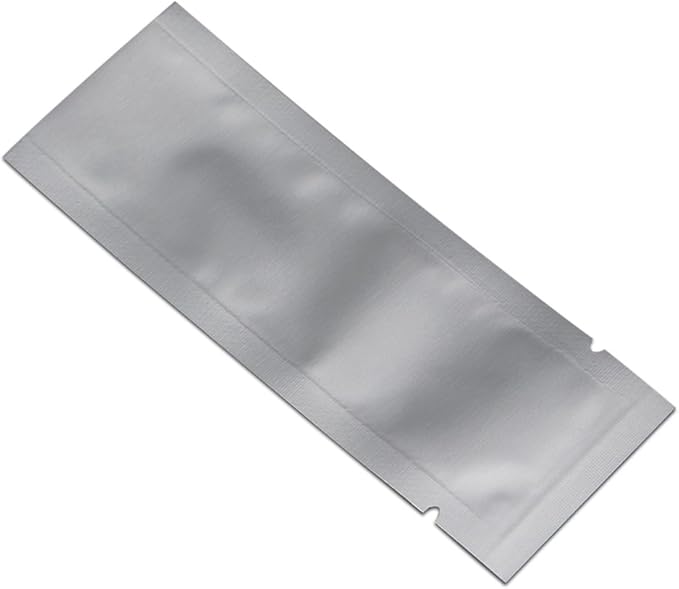 100 Pack 2.56x6.69 inch (Inside Size 2.15x6.3 inch) Heat Seal Sample Pouch Thickened Mylar Foil Bag for Toiletries Travel Packets Single Serving Coffee Powder Condiments Food Storage Containers