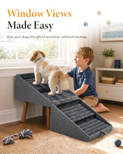 17" H Foldable Pet Steps for Sofa, Non-Slip Ramp Stairs(Charcoal) - Image 5