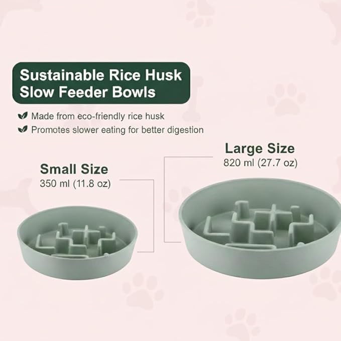 Sustainable Dog Slow Feeder Bowl – 27.7 OZ (820 ML) | Eco-Friendly Material, Dishwasher Safe | Suitable for Dry and Wet Food | Durable and Easy to Clean | Off White