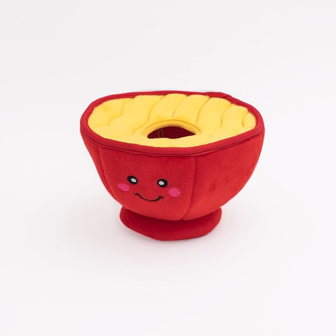 ZippyPaws Burrow- Interactive Dog & Puppy Toys for Boredom, Stimulating Pet Products to Keep Them Busy, Hide & Seek Plush Dog Puzzle, Enrichment Squeaky Toy, for Small & Medium Dogs- Ramen Bowl