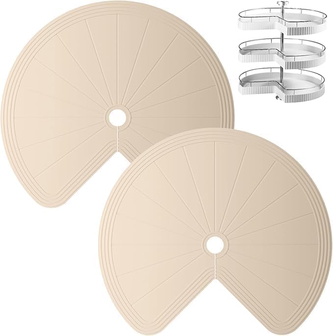 Lazy Susan Turntable Organizer - 28 Inch Rotating Tray for Kitchen Cabinet, Dining Table, Countertop (BEIGE32)