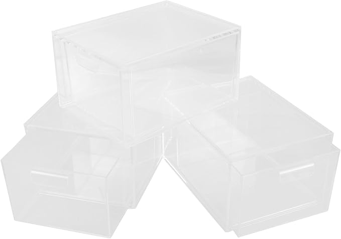 TEHAUX 3pcs Stackable Makeup Organizer Storage Bins for Cosmetics Bathroom and Desk Organization Capacity and Easy-