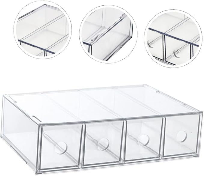 Clear Acrylic Makeup Organizer Drawer Stackable Storage Box for Cosmetics Jewelry and Accessories Elegant Design Space-saving for Vanity and Desktop Organization