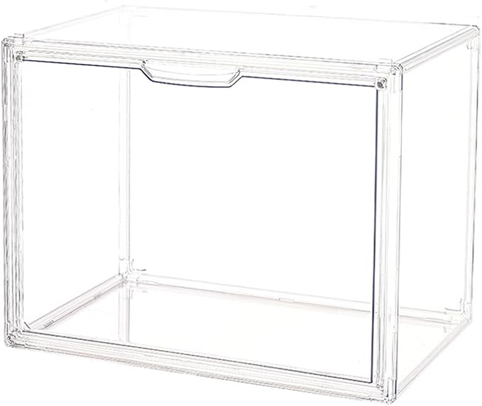 Clear Plastic Stackable Storage Bins, Clear Shoe Box, Dustproof Book & Cosmetic Display Cases, Large Figures Collectibles Showcase, Shoe Storage Boxes, Bag Organizer (1, Transparent-1 Pack)