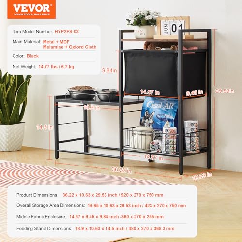 VEVOR Pet Feeding Station with Storage, 4 Height | Home Organization - Image 8