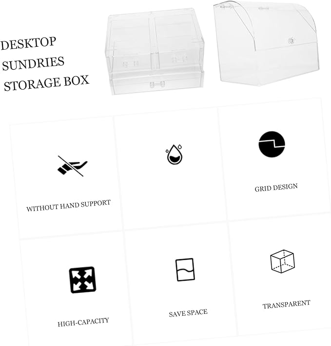 Makeup Storage Case Dividers Tabletop Cosmetic Container Makeup Bin Lid Storage Boxes