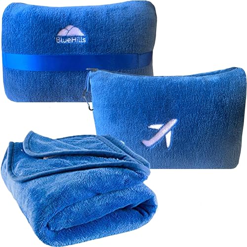 BlueHills Soft Plush Mini Travel Blanket Pillow Plan | Travel Comfort - Image 2