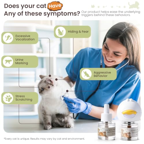 Cat Pheromones Calming Diffuser Kit with 2 Diffusers & 4 Refills 48mL Each