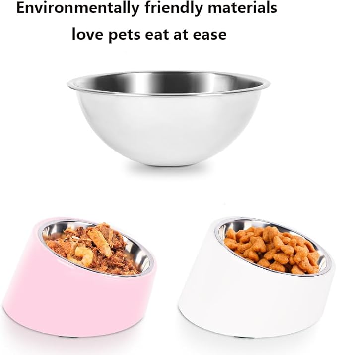 Slow Drinking - 15° Tilted Large Orange - 6.69" Diameter, Heavy-Duty Angled Feeder for Medium-Large Breeds