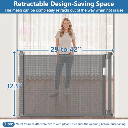 Retractable Dog Gate, 29-42" No Drilling Pressure Mounted - Image 3