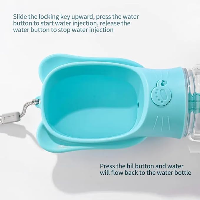 Outdoor Water Bottle for a Dog, Portable pet Water Bottle with Food Container, Leak Proof Dog Travel Water Bottle, Dog Water Bottle for Outdoor Walking and Hiking (Pink, 18.6 OZ)