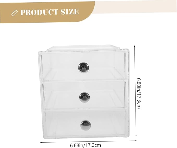 3-layer Acrylic Storage Box Desktop Organizer Makeup Organizer Cosmetic Display Space-saving Sturdy Silver Handle