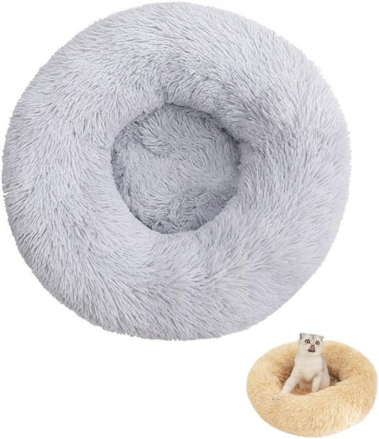 Anxiety Relief Dog Bed - Mr Fluffy Friend Anti-Anxiety Original Calming Plush Pet Bed for Chewing, Crate Training & Thunderstorm Stress (B-Gray,XL-80CM)