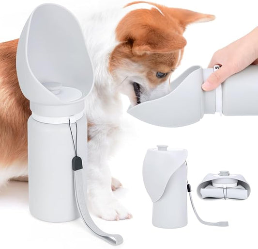 Dog Water Bottle,Portable Silicone Dog Water Cup, Collapsible, Leak-Proof, Walking Pet Drinking Bowl 550ML