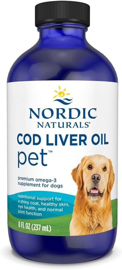 Nordic Naturals Pet Cod Liver Oil, Unflavored - 8 oz - 1048 mg Omega-3 Per Teaspoon - Fish Oil for Dogs with EPA & DHA - Promotes Skin, Coat, & Immune Health