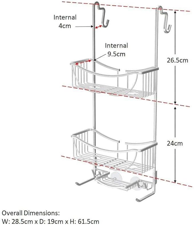 Better Living Products 13634 VENUS 3-Tier Over the Shower Door Caddy, Grey