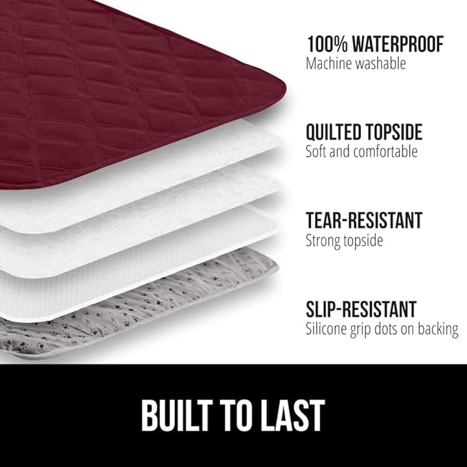 GORILLA GRIP Waterproof Dog Blanket, 52x82 Couch Cover for Dogs Washable, Protects Sofa, Furniture, Crate, Car, RV Essentials Pet Supplies, Tear and Slip Resistant Leakproof Cushion Cover, Burgandy