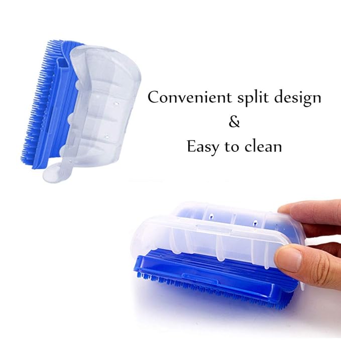 Cat Self Groomer Brush with Catnip, 2 Pack Wall Corner Tickling Comb, Cat Corner Fixed Hair Removal Massage Toy to Control Shedding Fur and Itching