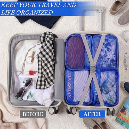 15 Pcs Day of Week Packing Cubes Travel Kids, 9x7x3inch, Blue - Image 5