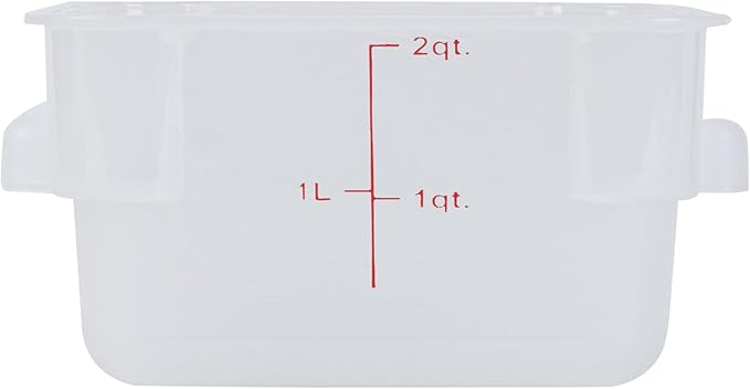 Restaurantware Food Storage Container 10 Pack of 2 qt Plastic Kitchen Storage Bin with Volume Markers Space-Efficient Design Dishwasher-Safe Polypropylene Translucent