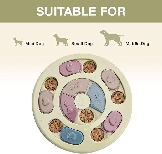 Foodie Puppie.s JP Pet Puzzle Toy for Dispensing Treats, Pet Toys Game for Training and Slow Feed, Non-Slip Feeder Designed for Dog, Puppies, Cats and Kittens (Round Shape) (Multicolour)