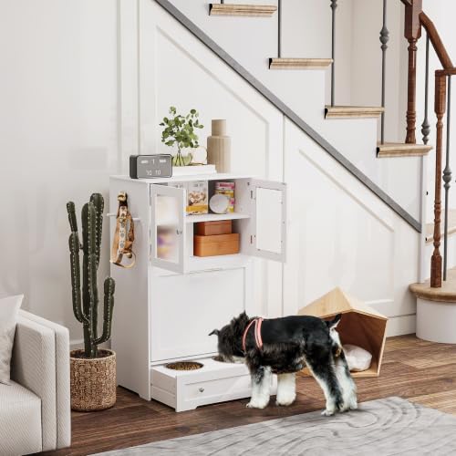 PawHut Pet Feeding Station, 2 Storage Cabinets - Image 3