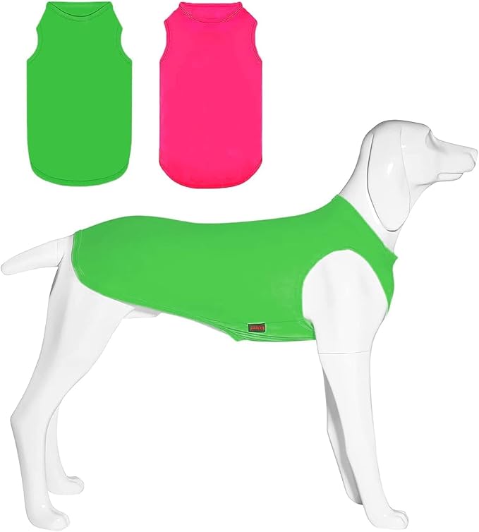 2 Pack Dog Cooling Shirts, Ice Pet Vest Dog Clothes for Instant Cooling, Lightweight Breathable Sleeveless T-Shirts for Large Dogs, Bright Red+Fresh Green (L)