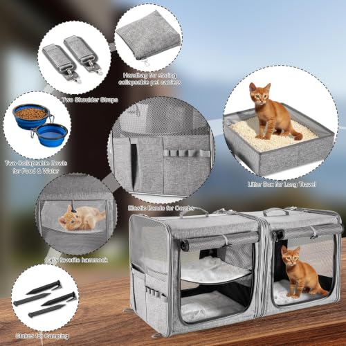 Extra Large Cat Carrier for 2 Cats with Travel Litter Box, 2-in-1 - Image 6