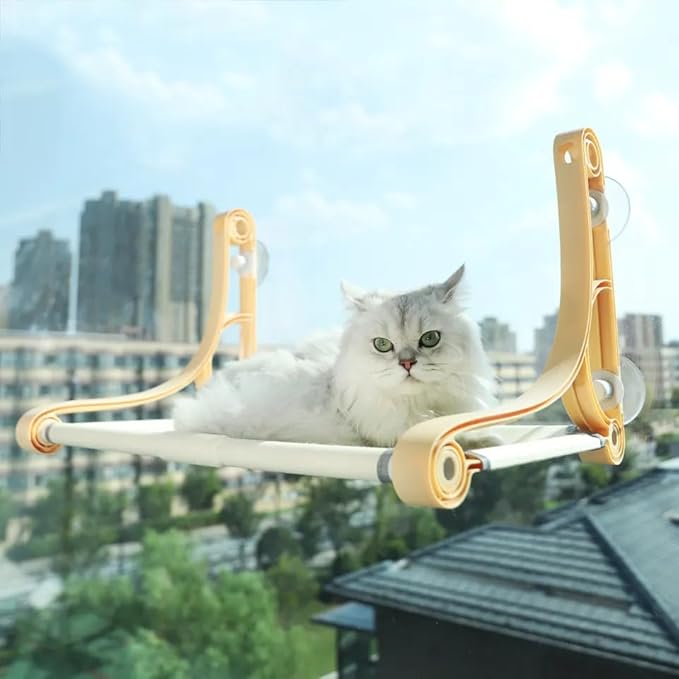 DWD Cordless Cat Window Seat - Cat Window Hammock - Pet Wall Hammock - Upgraded Model - Holds Over 20lbs - Perch for Animals to Look Outside - Easy and Quick Assembly - Dog Perch to Look Outside