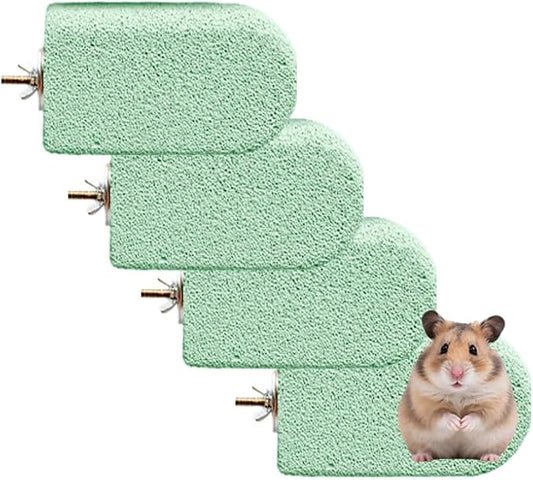 4 Pack Large Size Lava Ledge for Small Pets - Chinchilla, Hamster, Parrot - Grinding & Jumping Platform in Cyan