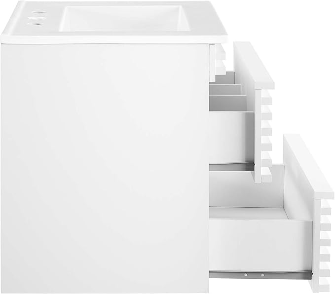 Modway Render 24" Wall-Mount Bathroom Vanity in White White