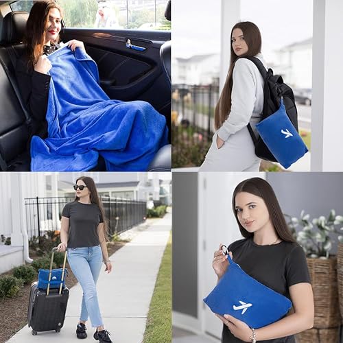 BlueHills Soft Plush Mini Travel Blanket Pillow Plan | Travel Comfort - Image 4