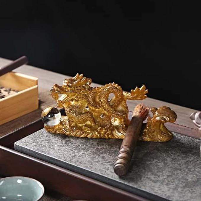 Color Changing Tea Pet, Tea Set Accessories Traditional Gongfu Tea Set Accessory, for Tea Lover Friends (Golden Dragon)