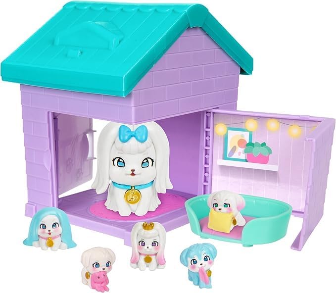 Little Live Pets Dog House Playset Bundle, Mama Surprise Families Beagle and Maltese Collection, Interactive Fold-Out Dog Playset Toy Gift for Kids 5+