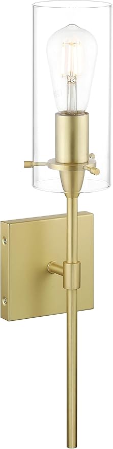 XiNBEi Lighting Brass Wall Sconce Set of 2, Modern Single Bathroom Sconces Wall Lighting Indoor Sconce Bathroom Lighting for Bedroom Vanity & Living Room