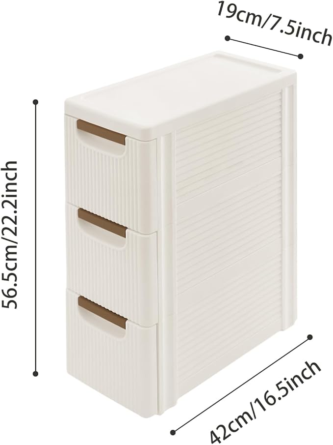 Narrow Storage Cabinet with Drawers, Rolling Storage Cart Organizer with 3 Drawers, Plastic Dresser, Mobile Utility Cart on Wheels for Bathroom Kitchen Bedroom Office Classroom (3-Drawers)