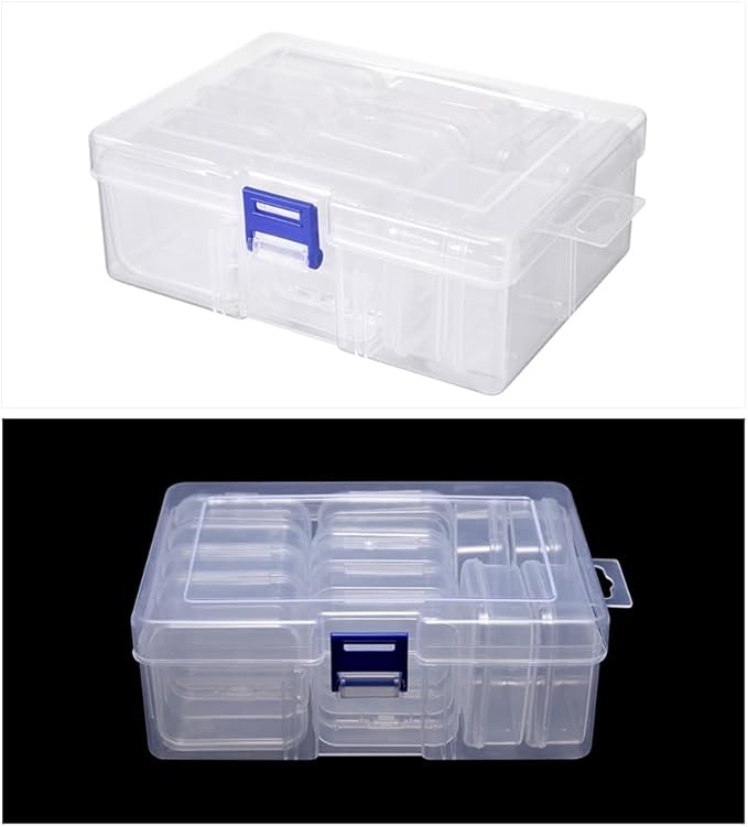 Bead Storage Box Clear Plastic Organizer Containers with Hinged Lids for Bracelet Making Nail Art Seed Beads Stack Craft Case Travel-Friendly Design (14pcs)