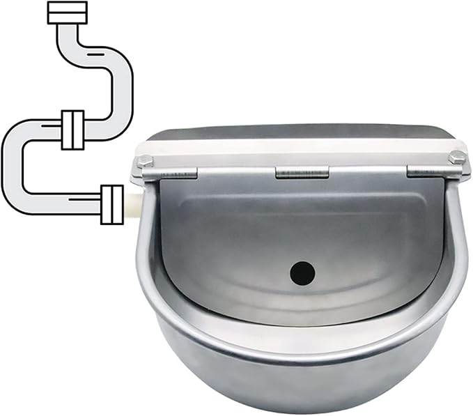 Stainless Steel Livestock Water Bowl with Float Valve Tank,Automatic Farm Water Bowl for Horse, Cow, Goat, Sheep, Dog Drinking Waterer