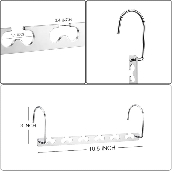 Meetu Space Saving Metal Clothes Hangers 6X2 Slots Magic Hook Design Closet Organizer (Pack of 8)