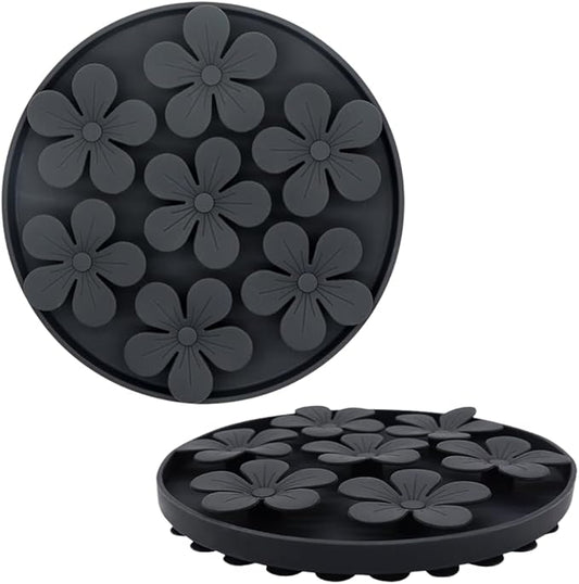 Non-Slip Slow Feeder Pet Bowl – Anti-Choking Feeding Bowl with Suction Cups for Dogs & Cats, Promotes Healthy Digestion (Grey, Flower)