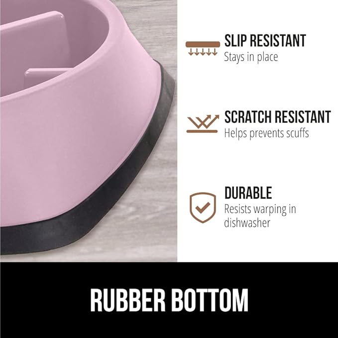 Gorilla Grip Dog Bowl Set of 2 and Slow Feeder Dog Bowl, Pet Bowls 4 Cups Stainless Steel, Pet Bowls 2 Cups Prevent Overeating, Both in Pink, 2 Item Bundle
