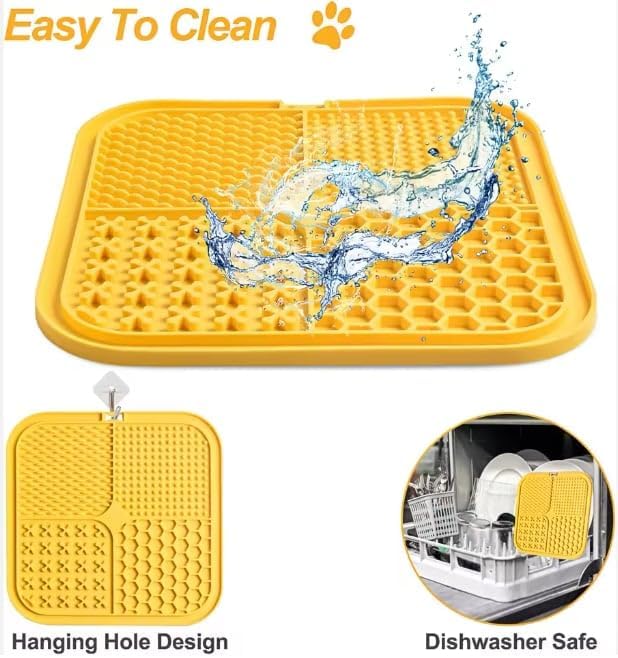 Lick Mat for Dogs and Cats, Food Grade Silicone Slow Feeder Mat with Strong Suction for Grooming, Bathing and Anxiety Relief, BPA-Free Pet Feeding Mat for Dental Care